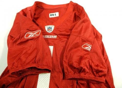 2009-ben a San Francisco 49ers 1 Játék Kiadott Piros Gyakorlat Jersey L DP34743 - Aláíratlan NFL Játék Használt Mezek
