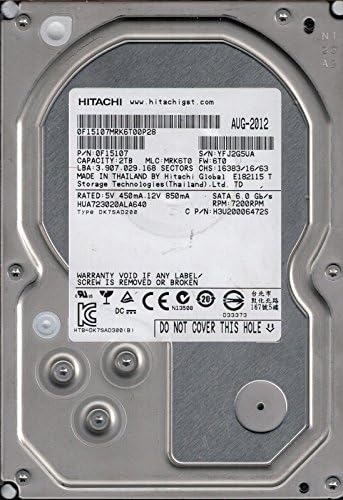HUA723020ALA640 Hitachi P/N: 0F15107 MLC: MRK6T0 2TB
