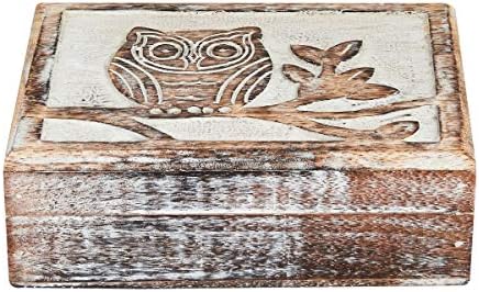 Fából készült Bagoly ékszerdoboz Szervező - Kézzel készített Mész Dekor Ékszer Szervező Doboz a Nők, Lányok - Dekoratív