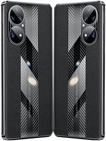Telefon burkolata Bőr + Szénszálas Esetben Tervezett Kompatibilis Huawei Honor 50 Pro Kamera Védelem, Teljes Test Ütésálló