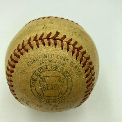 1946 Cleveland Indians Csapat Aláírt Hivatalos Amerikai Liga Harridge Baseball - Dedikált Baseball