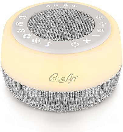 Hang Gép & Night Light & Bluetooth Hangszóró 3 az 1-ben,CoocAni Újratölthető 6 Világos Színek Fehér Zaj Gép 20 Nyugtató