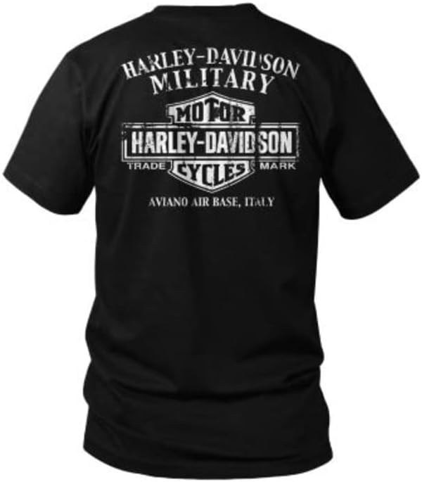 Harley-Davidson Katonai - Férfi Fekete Grafikus Póló - Aviano Légi Bázis | Fém