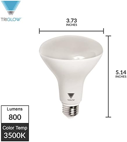 Triglow T99014-6 (6-Pack) LED-11 W-os (65W Egyenértékű) BR30 Villanykörte, 800 Lumen, SZABÁLYOZHATÓ 3500K (Deco Fehér