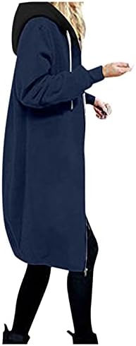 Női Meleg Outwear Cipzár Nyitva kapucnis felső Pulóver, Hosszú, egyszínű Zsebében Hosszú Kabát Dzseki ok-Okozati Divat