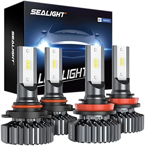 SEALIGHT 9005 H11 LED Izzó Csomag H10 LED Ködlámpa Izzók, vagy DRL,400% - os Sokkal Világosabb, 6000 Lumen 6000K Xenon