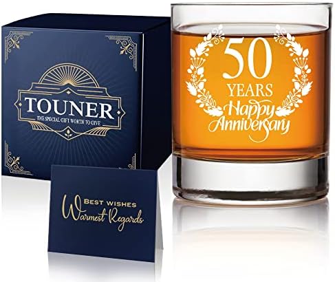 TOUNER 50 Éve Boldog Évfordulót Whiskys Poharat, Boldog 50 Születésnapi Ajándékok Férfi, 50 Éves Jubileumi Születésnapi