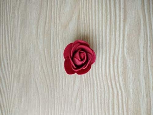 WellieSTR 100-AS (Bor vörös) Mini Hamis Rózsa Virág Fejek 3,5 cm Mesterséges Rózsa DIY, Esküvői Virágok, Esküvői Kellékek,