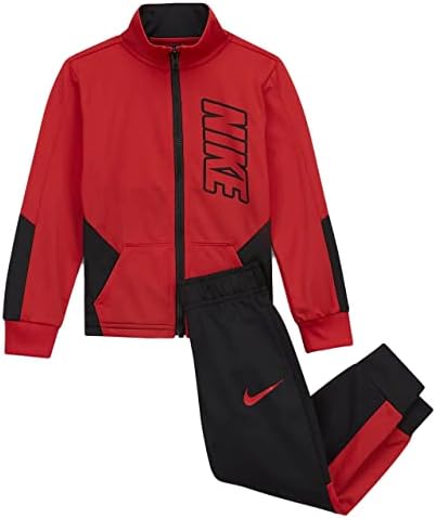 Nike Kisgyermek Fiú Dri-Fit Teljes Zip Zakó, Nadrág, 2 darabos Készlet (Piros(76E201-R1N)/B