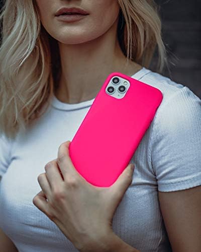BŰNCSELEKMÉNY – iPhone 12 Pro Max Esetben – Neon Rózsaszín iPhone Borító | Folyékony Szilikon Anti-Karcolás Mikroszálas