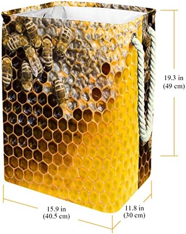 DEYYA Vízálló Szennyes Kosarat Magas, Erős Összecsukható Lépesméz Méhek Sárga Nyomtatás Gátolják a Felnőtt Gyerekek