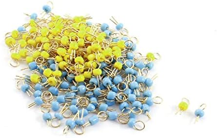 ÚJ LON0167 200Pcs Kék + Sárga Kerámia Gyöngy 3.2 mm Fejét Dia Arany Hang Réz PCB Teszt Pin-Terminálok(200 Stücke Blau
