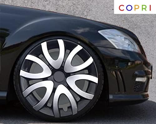 Copri Készlet 4 Kerék Fedezze 15 Coll Ezüst -Fekete Dísztárcsa Snap-On Illik Audi
