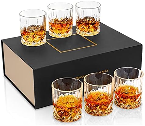 GENIGW Whiskey Szemüveg Készlet 6,10 oz/300ml Régimódi Kristály Üveg Likőrt Scotch Whisky Konyhai Kiegészítők