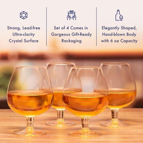Kristály Whiskys Poharat Készlet 4-18 Oz Konyakot pohár díszdobozban - a Whisky, Koktél Rum, Konyak, Vodka, Likőr -